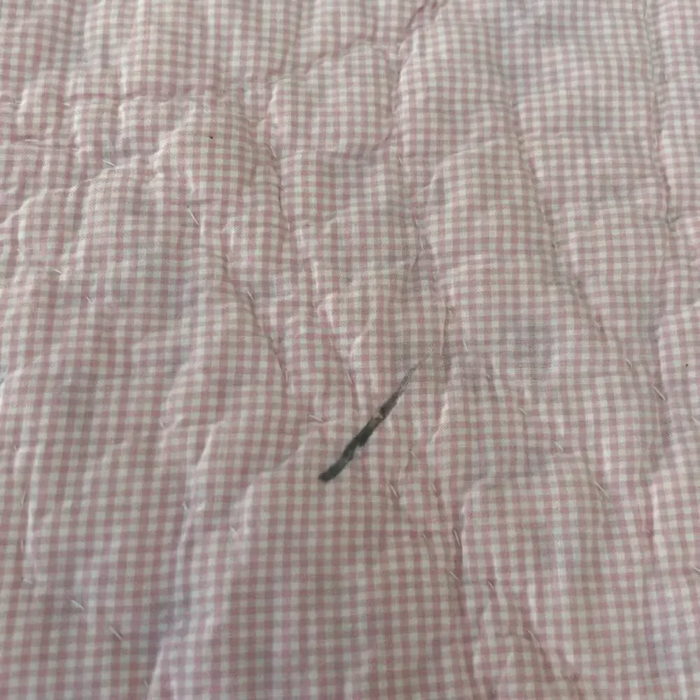Pottery Barn Kids Quilt Blanket Pink White Flower Patch Fur Trim 86.5